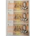 AUSTRALIA 1966 . ONE 1 DOLLAR BANKNOTES . COOMBS/WILSON . CONSEC TRIO . FIRST PREFIX AAA